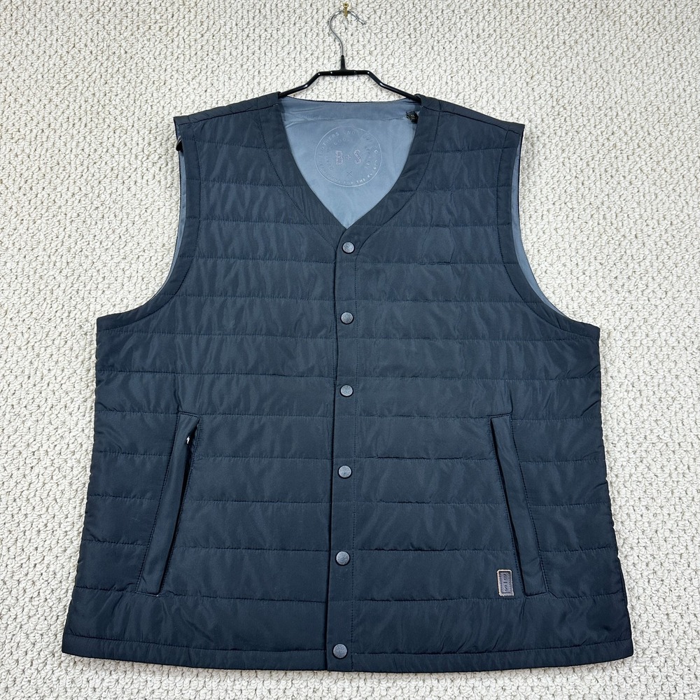 Brothers and Sons Vest Mens XL Black Quilted Lightweight Puffer Snap Button